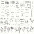 Temporary Tattoos, 30-Sheet Floral and Letter Set with Black Linework Designs for Face, Neck, Arm and Wrist