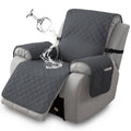 Diamond-Quilted One-Piece Recliner Chair Cover with Side Pocket, Buckle Strap and Eight Colors