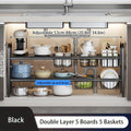 Expandable Under Sink Organizer 2-Tier Cabinet Shelf with 5 Removable Panels & 5 Baskets, Adjustable Under Sink Storage Rack for Kitchen