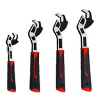 Four-Piece Self-Adjusting Wrench Set in 6-, 8-, 10- and 12-Inch Sizes with Cr-V Material Marking