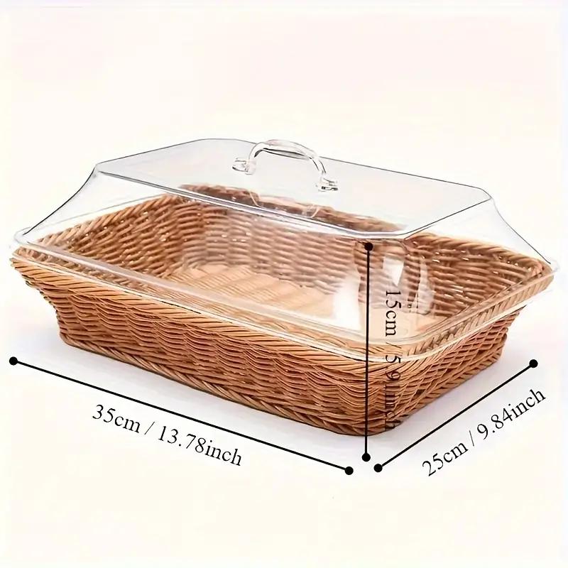 Woven Bread Basket in Square or Round Shape for Serving Bread, Fruit, Desserts and Snacks at Home or on the Dining Table