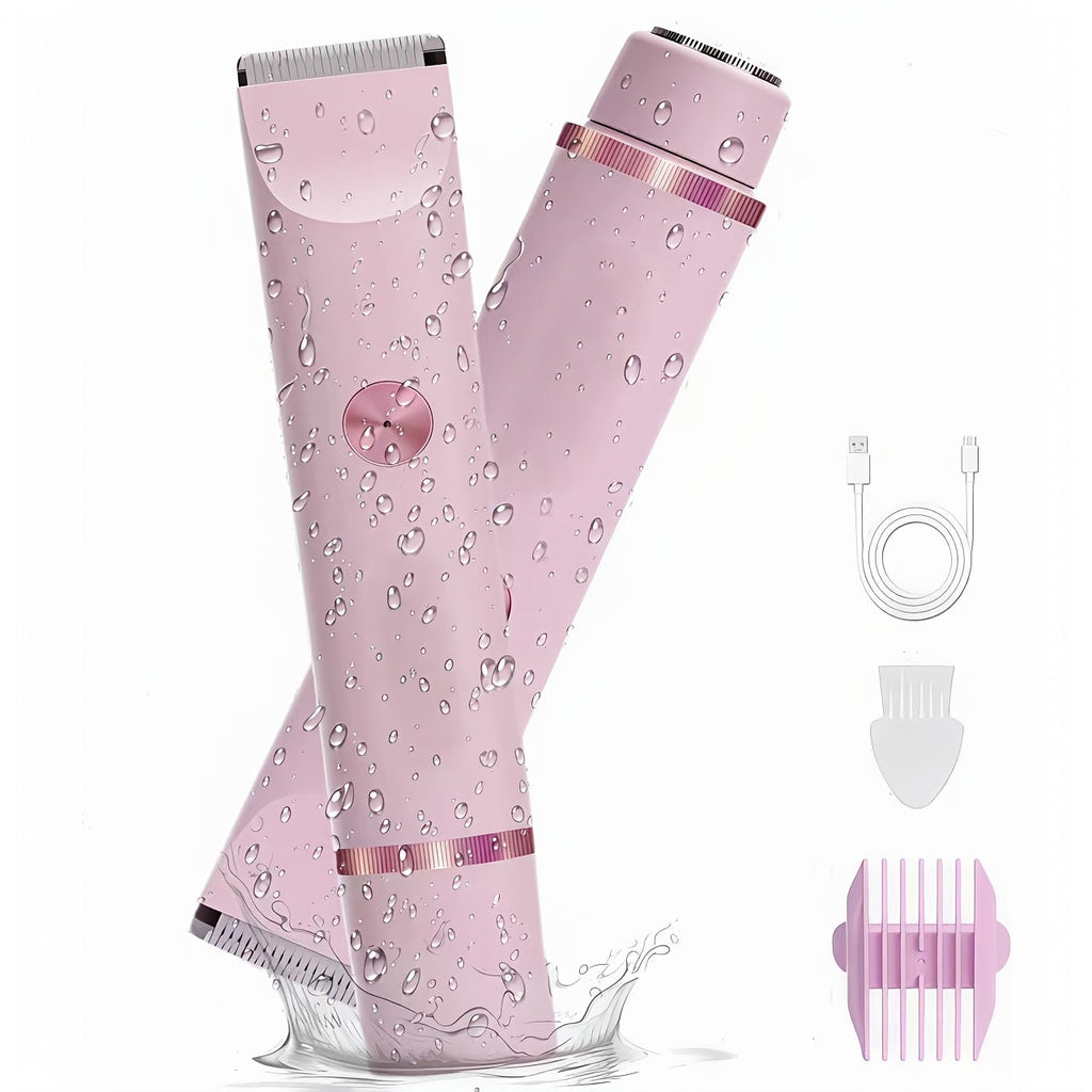 Women's Hair Trimmer 2-in-1 Bikini Trimmer & Electric Shaver - USB Rechargeable Dual Head Design