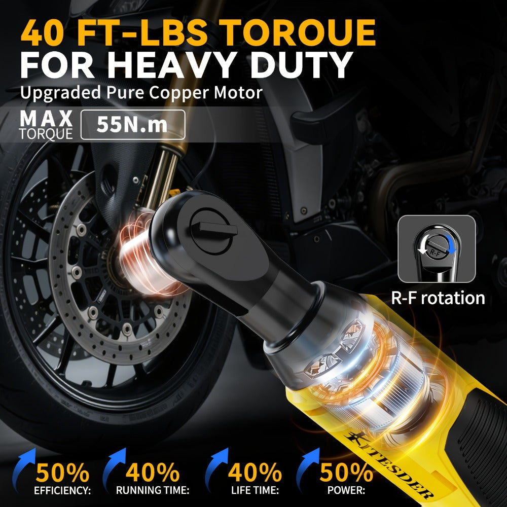 12V Electric Ratchet Wrench Set 400 RPM, 3/8" Cordless Power Ratchet Tool Kit with Variable Speed