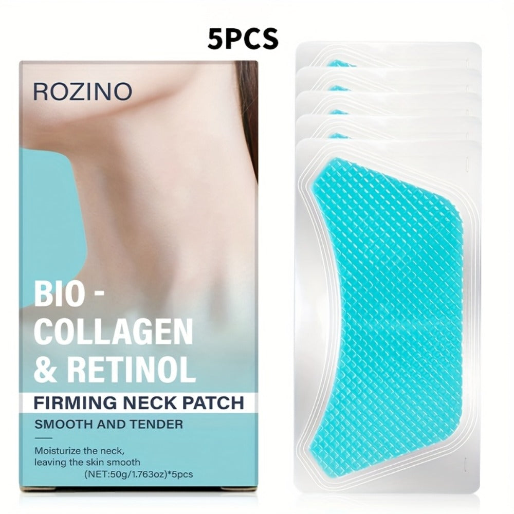 Neck Mask Patch 5pcs & Lifting, Bio Collagen, Bee Venom & 4-in-1 Retinol Gel Patch, Reduces Wrinkles & Sagging