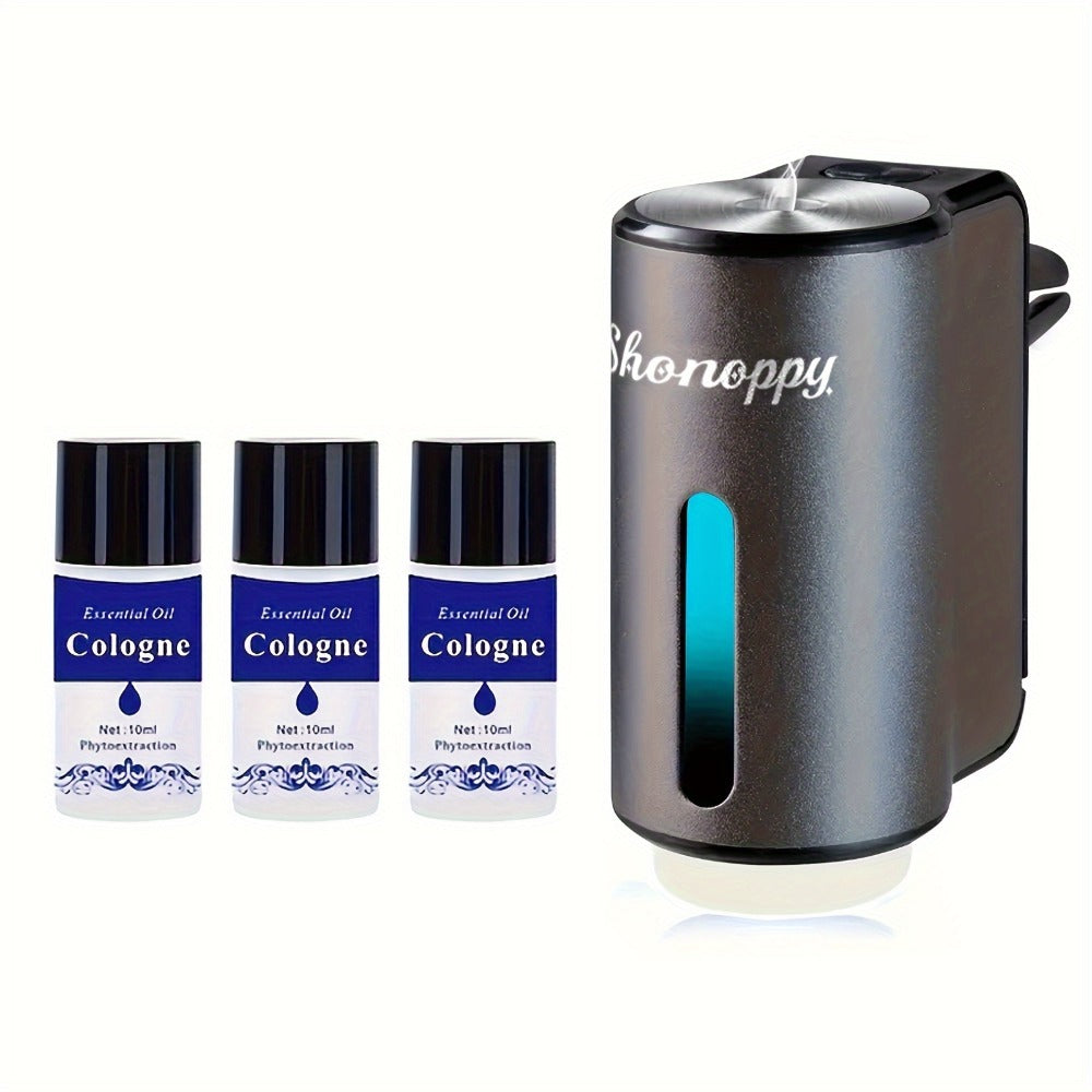 Car Air Freshener Serenepy Waterless Vent Diffuser with USB Power, Three Intensity Levels and 3- or 6-Bottle Options