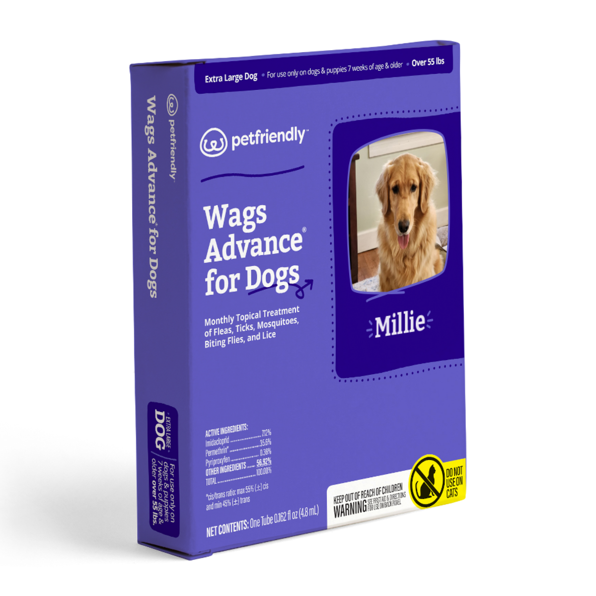 Topical Dog Flea and Tick Spot Treatment, single / Extra Large Dog (Over 55 lbs)