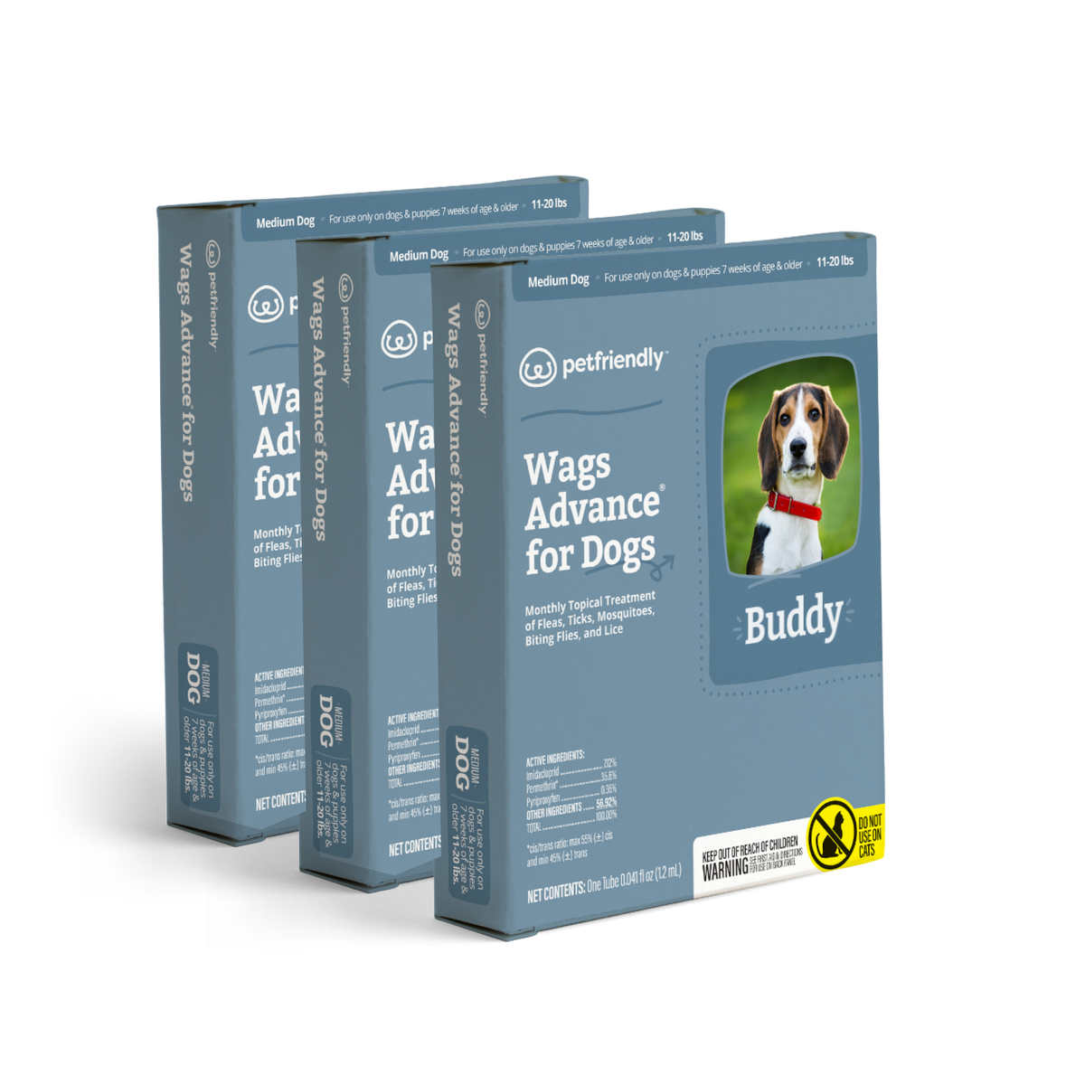 Topical Dog Flea and Tick Spot Treatment, 3-pack / Medium Dog (11-20 lbs)