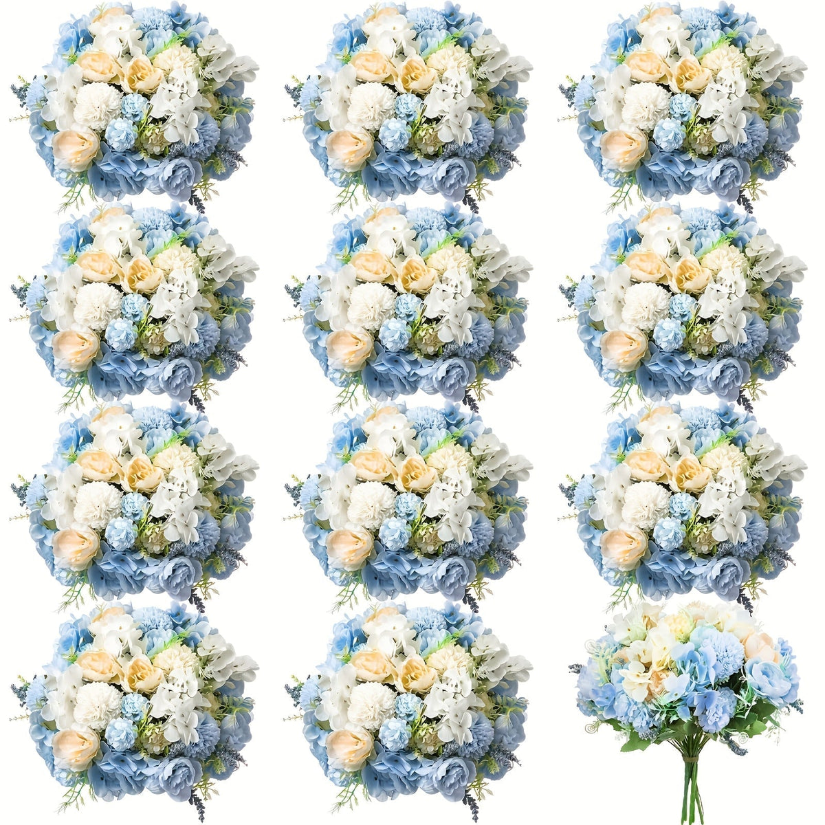 Artificial Flowers 12-Bundle Peony and Hydrangea Bouquet Set in Five Colors for Wedding Decor