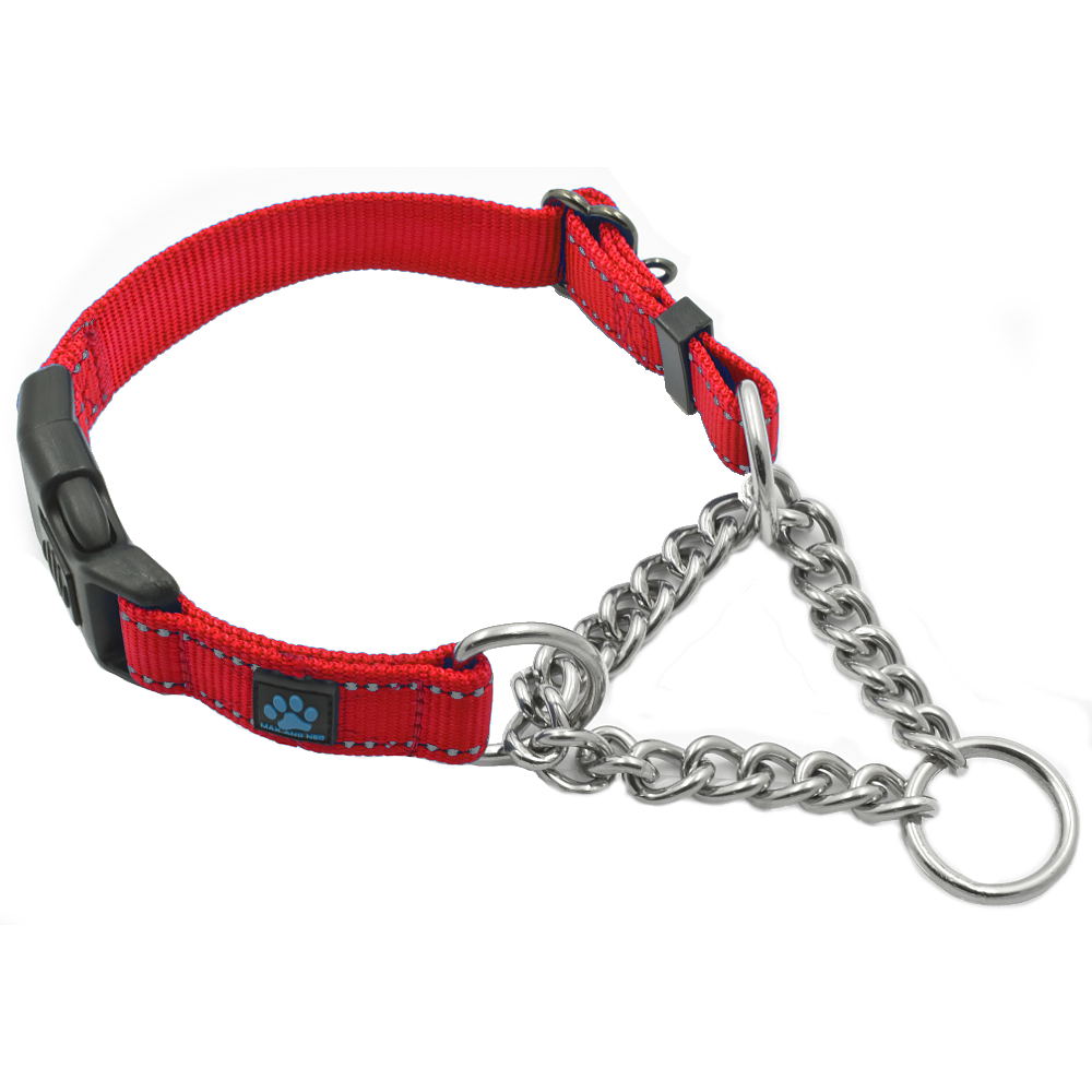 Reflective Martingale Dog Collar, Red / Extra-Small