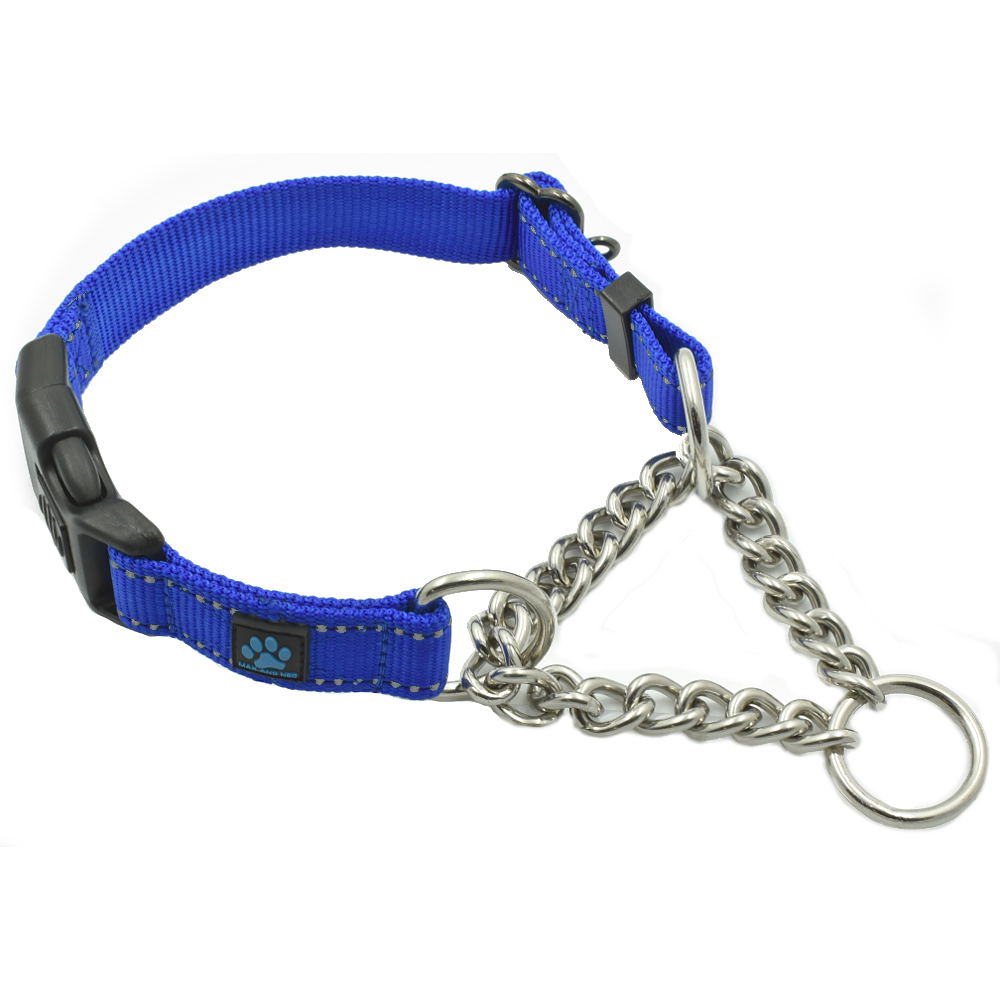 Reflective Martingale Dog Collar, Blue / Extra-Small