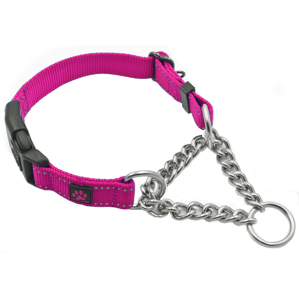 Reflective Martingale Dog Collar, Pink / Extra-Small