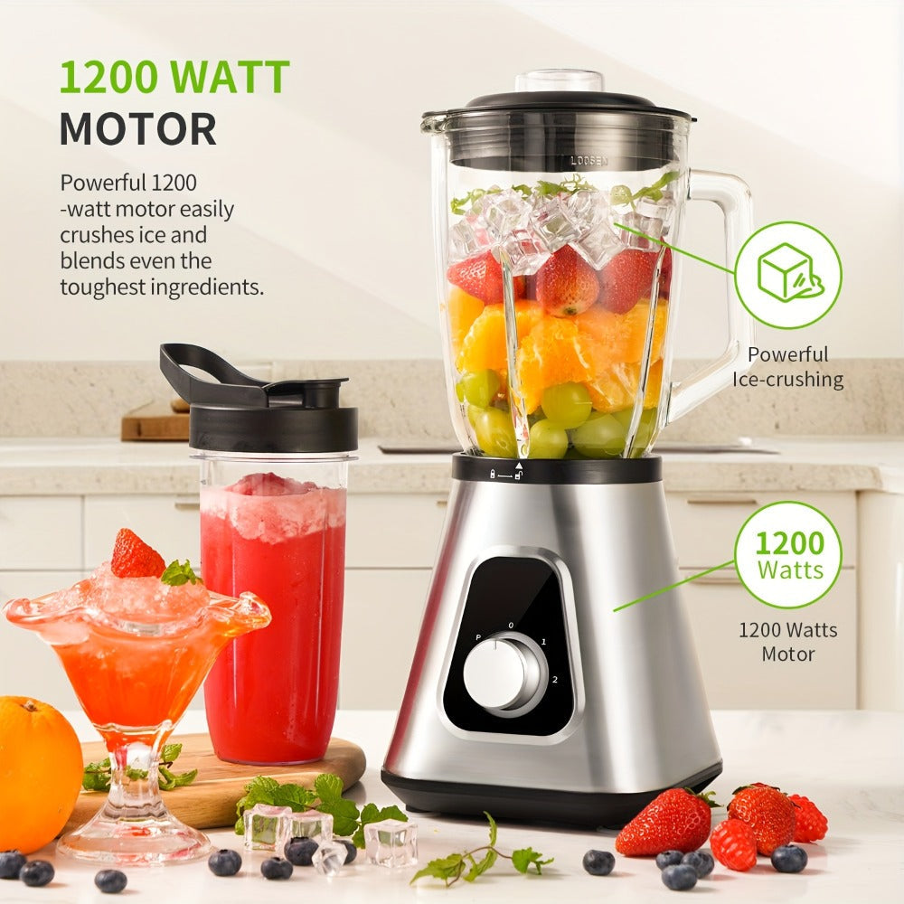 Blender 1200W Smoothie Maker & Milkshake Machine, 52oz Countertop + 22oz Personal Blender Set, 3 Speed Settings