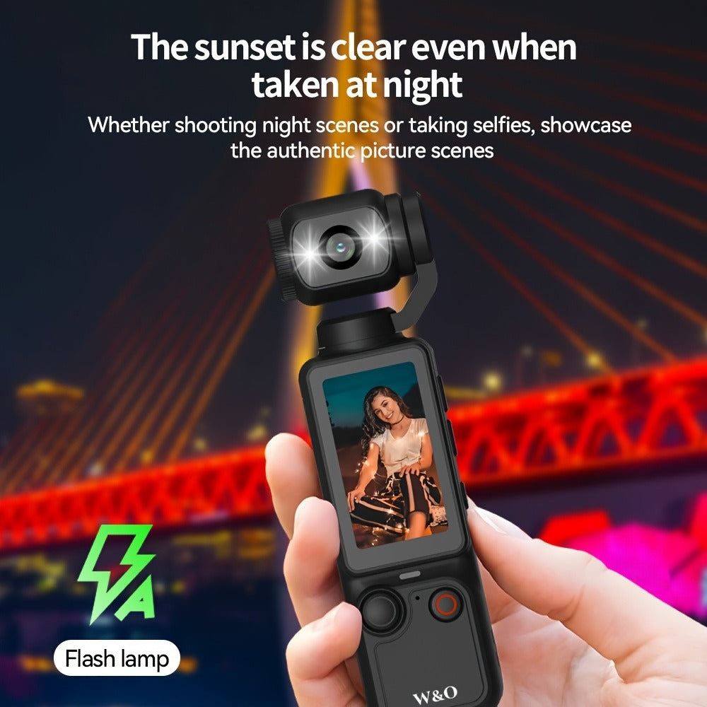 4K Pocket Camera with 180° Rotating Lens, 100MP, 2000mAh Battery & 32GB Card – 1.9" Screen, USB-C Charging, Webcam Function