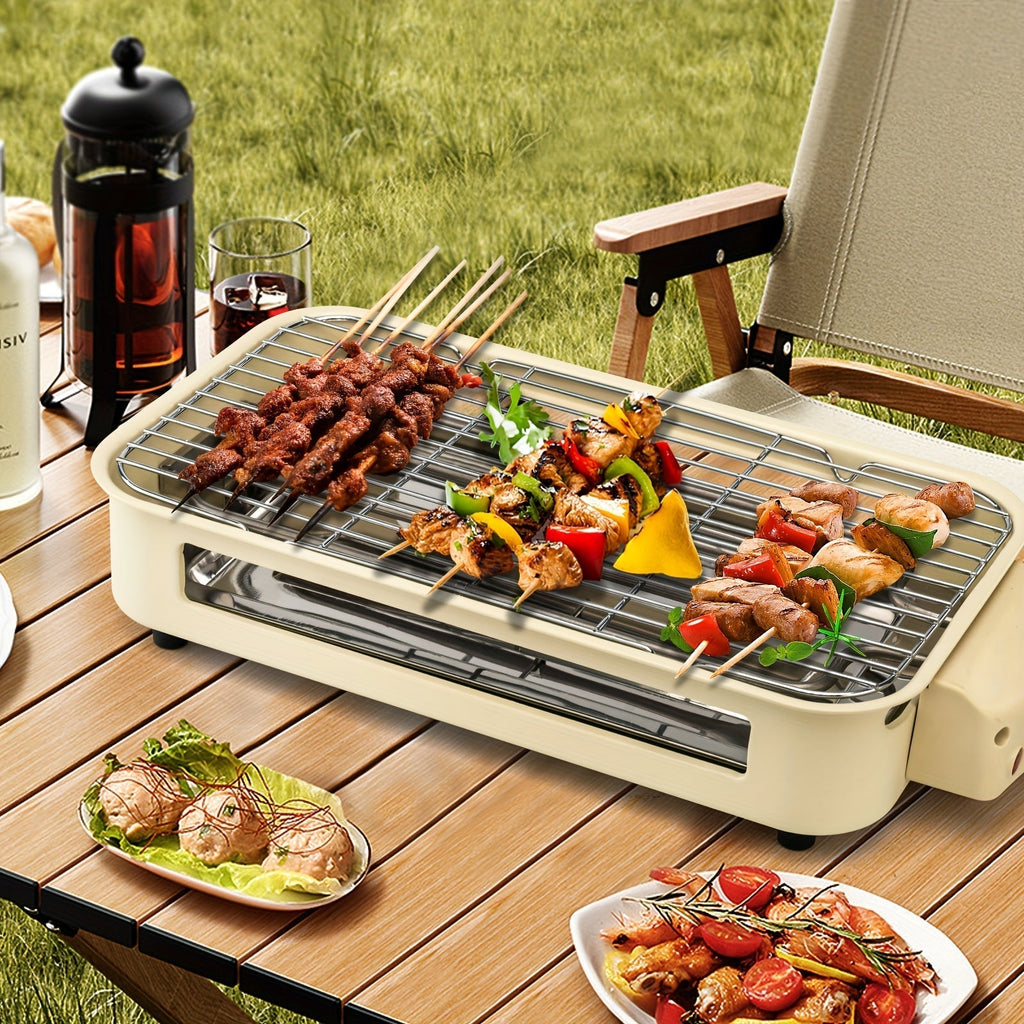Indoor Electric Smokeless Grill 1700W with Raclette Pans, Non-Stick Plate, Portable Tabletop BBQ Griddle for Couples
