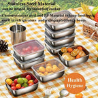 Food Storage Containers 304 Stainless Steel Set with Lids in Five-, Six- or Eight-Piece Options