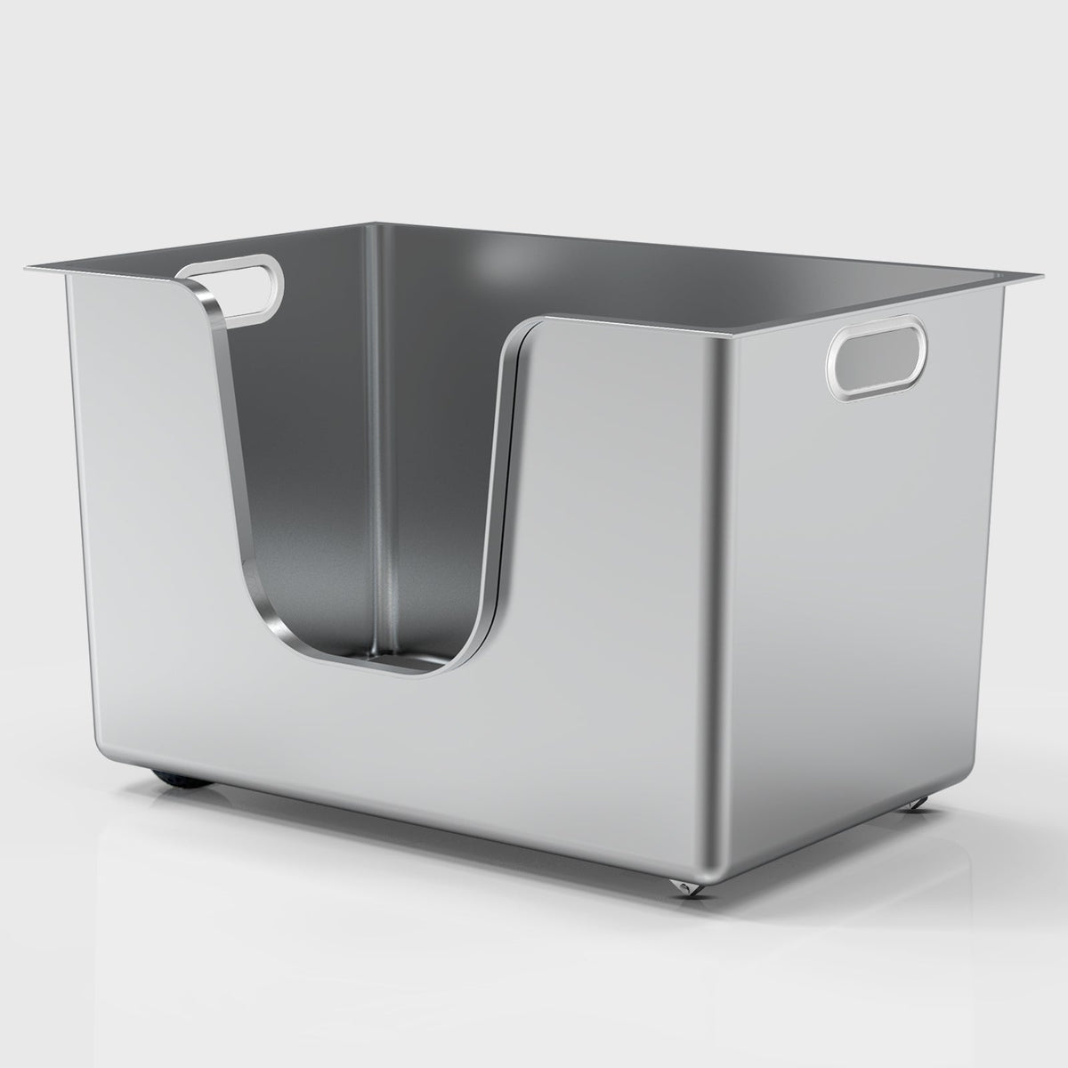 XL high-sided stainless steel cat litter box with side entry