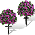 Artificial Floral Topiary Ball with Ground Spike, 22 or 23.6 Inch Height and Single or Two-Piece Style Options