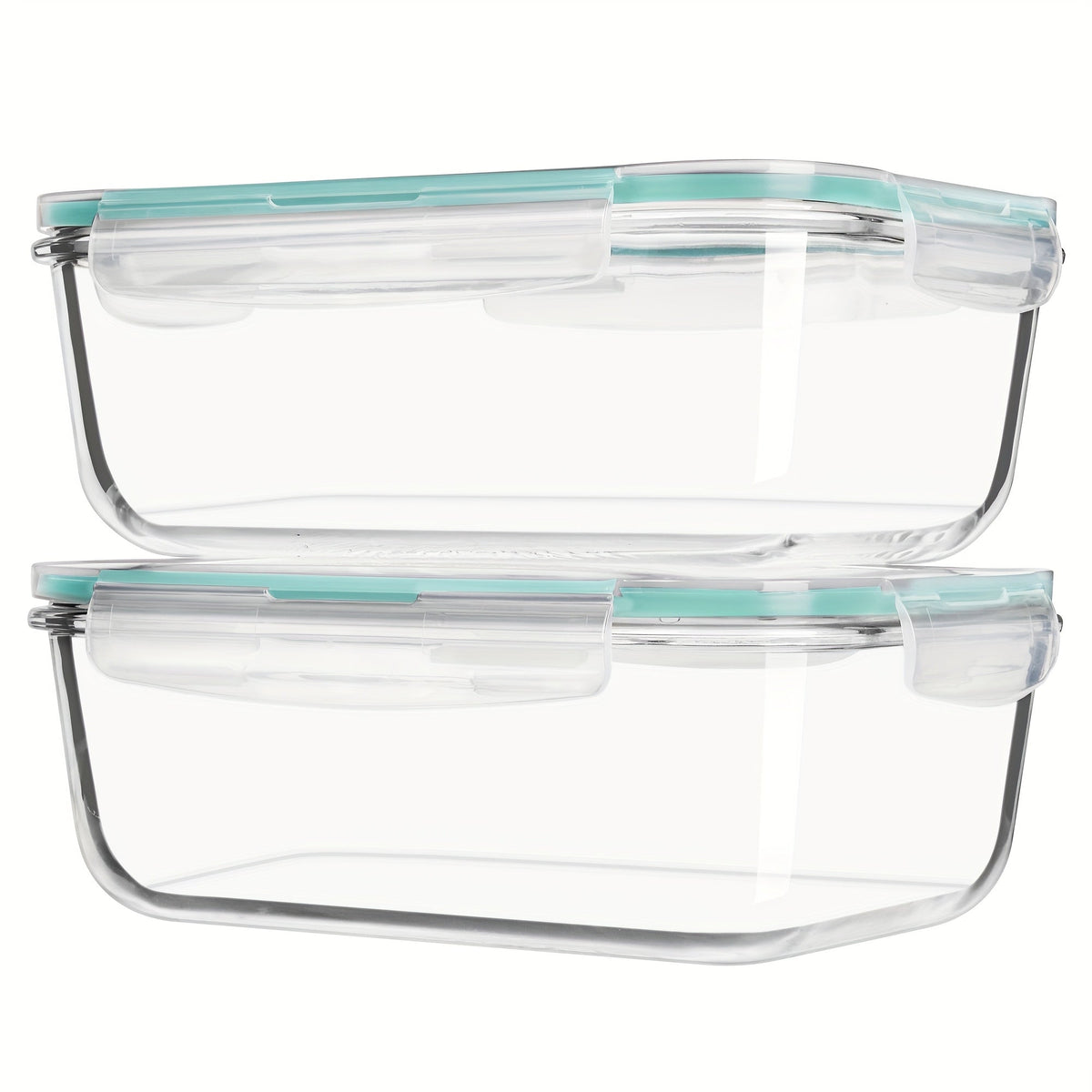 Food Storage Containers Two-Pack 63 oz Glass Set with Snap-Lock Lids in Gray or Green for Oven and Microwave Use