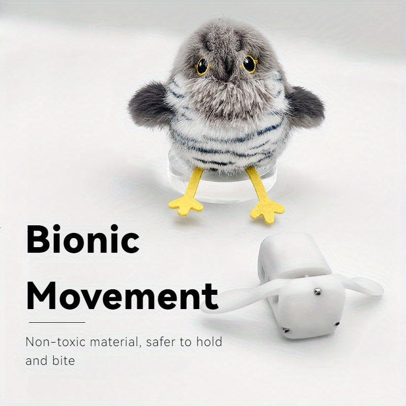 Flapping Bird Cat Toy with Realistic Chirping Sound – USB Rechargeable Interactive Plush Toy for Indoor Cats & Kittens