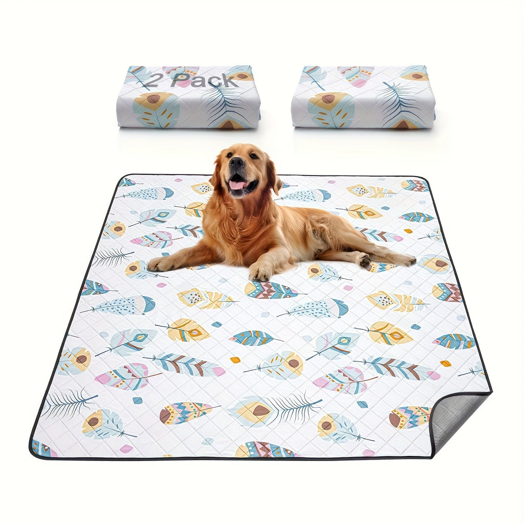 TPU Waterproof Washable Dog Pee Pads 2-Pack – Non-Slip Silicone Bottom, Ultra-Absorbent 4-Layer Whelping Pads | Reusable Puppy Training Pads