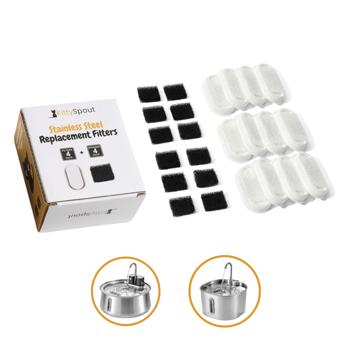 Pet Water Fountain Replacement Filter Sets, 12x Filter Sets
