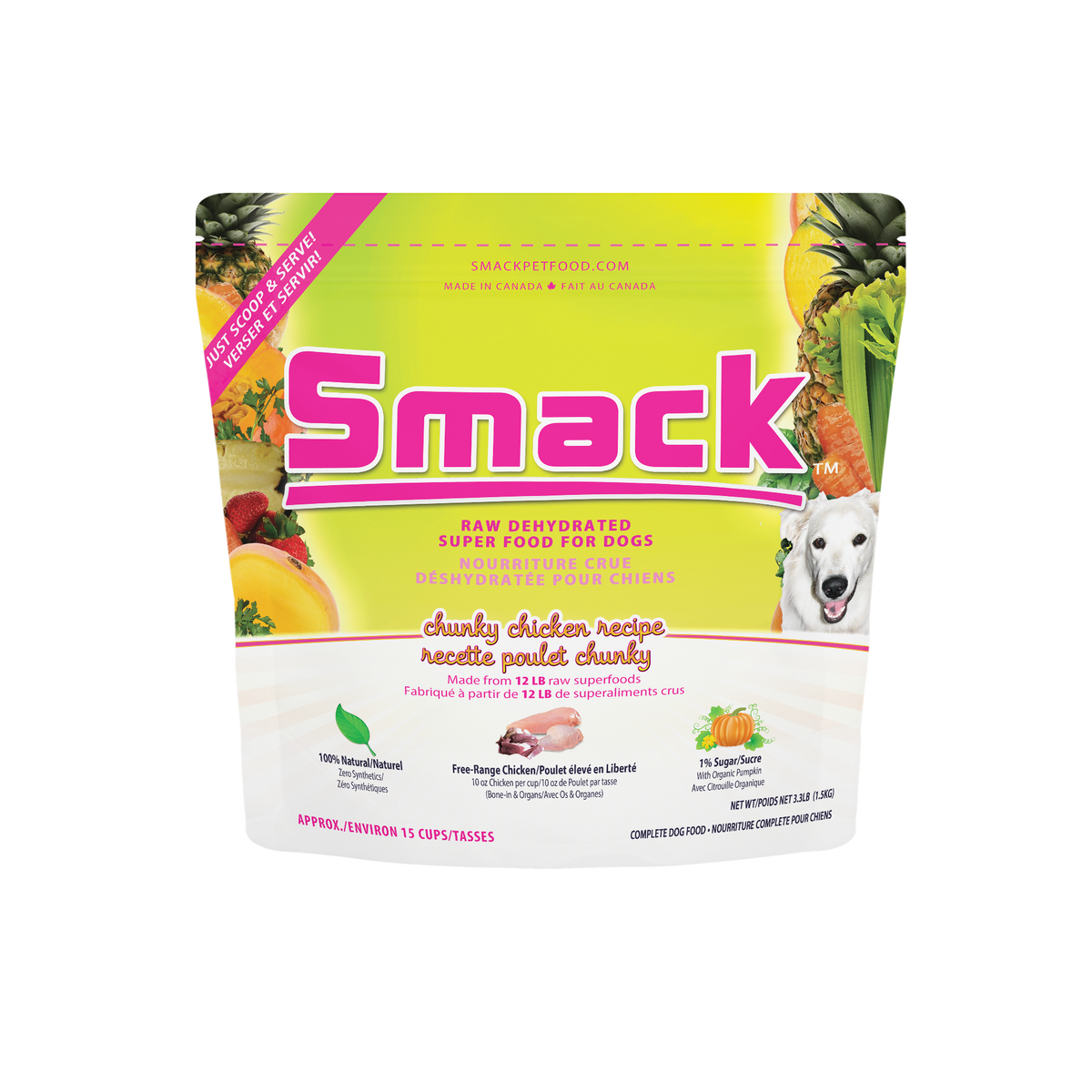 Whole-Food Chunky Chicken Dog Food 3.3 lb/1.5 kg (15 cups)