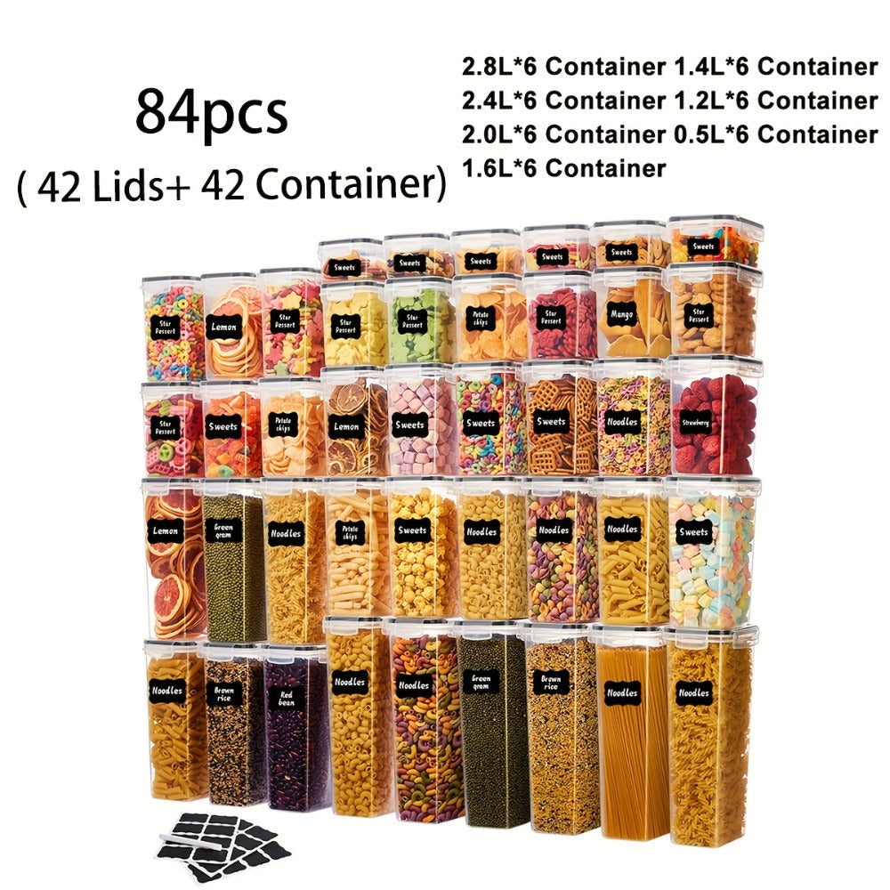 Food Storage Containers Multi-Size Pantry Set with Matching Lids, Labels and Markers in Four Pack Options