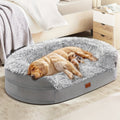 Egg-Crate Foam Dog Bed with Plush Bolsters and Rectangle or Semicircle Large-Size Shape Options