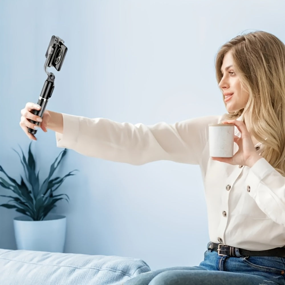 40.6-Inch Black Selfie Stick Tripod with Rotating Phone Head, Fold-Out Floor Base and Remote