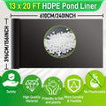 Koi Pond Liner HDPE 13x20FT – Waterproof Fish & Water Garden