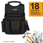 Tool Belt Bag – 18-Pocket Large Tool Organizer Pouch with Wide Mouth Opening, Polyester for Construction