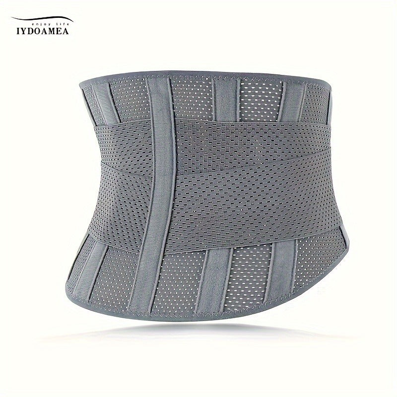 Breathable Back Brace Air Mesh with 4 Steel Plates & 2 Spring Stays – Anti-Skid Adjustable Lumbar Support Belt for Work, Men Women