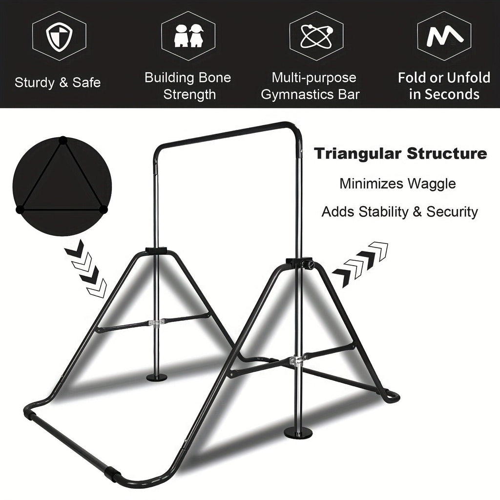 Adjustable Gymnastics Pull-Up Bar for Kids & Teenagers – Height Adjustable Horizontal Bar for Indoor Outdoor Home Use