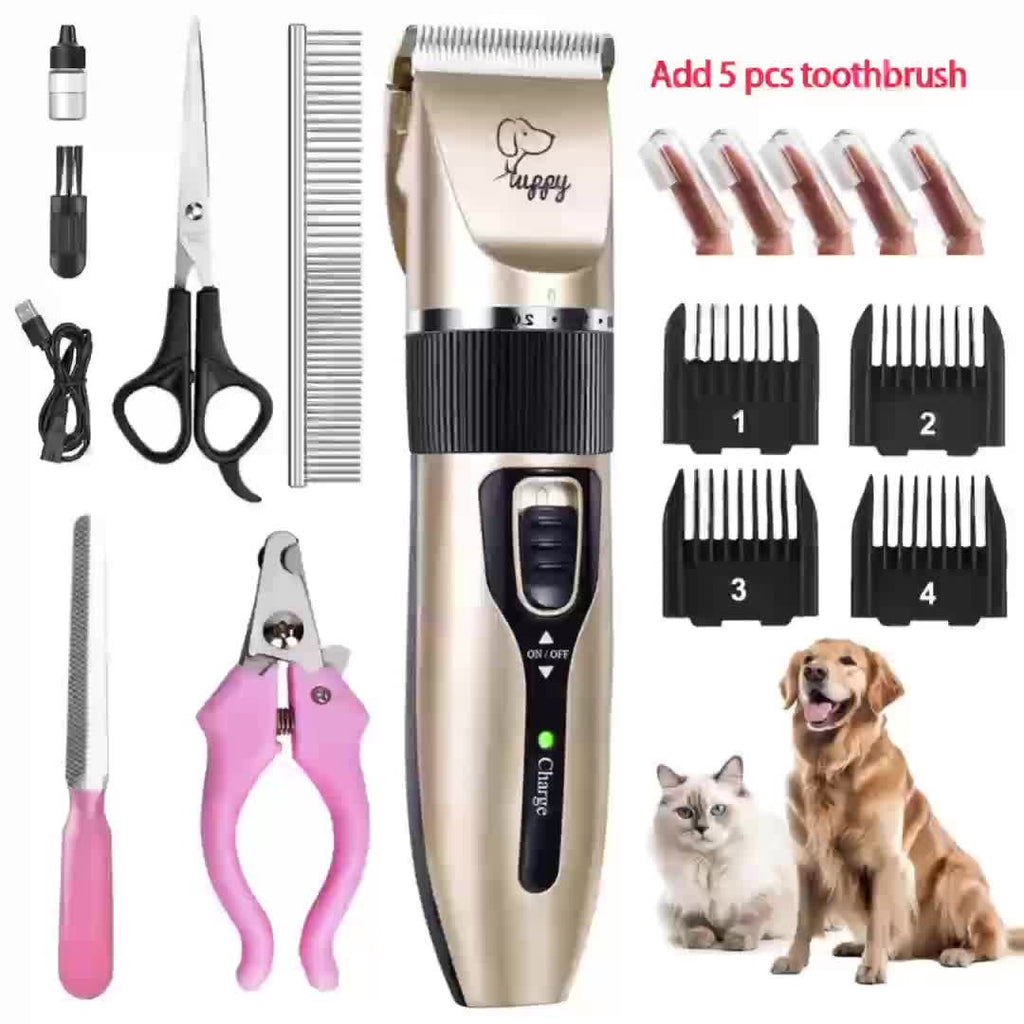 12-in-1 Pet Hair Trimmer Kit USB Rechargeable – Professional Cordless Electric Clippers for Dogs Cats Puppies Kittens