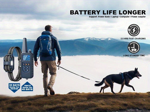 Dog Training Collar Remote Set with LED, Beep, Vibration and Static Modes for One, Two or Three Receivers