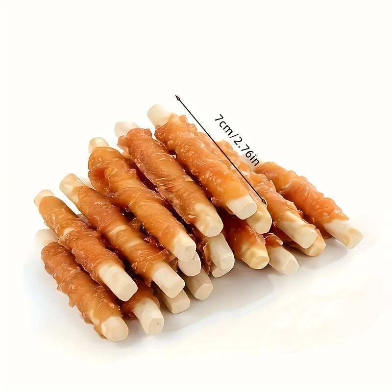 Calcium Stick Dog Treats – Chicken Wrapped Milk Calcium Sticks, High Protein Easily Digestible Training Rewards for Small Medium Large Dogs