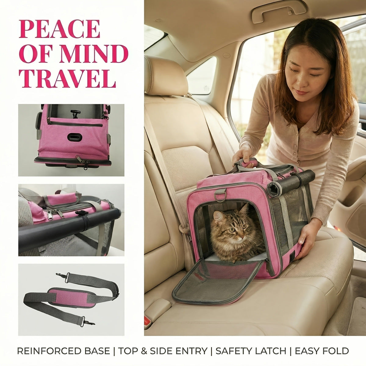 Airline Approved Pet Carrier Soft Sided Collapsible for Cats & Small Dogs – Breathable Oxford Cloth Travel Bag with Zipper Closure