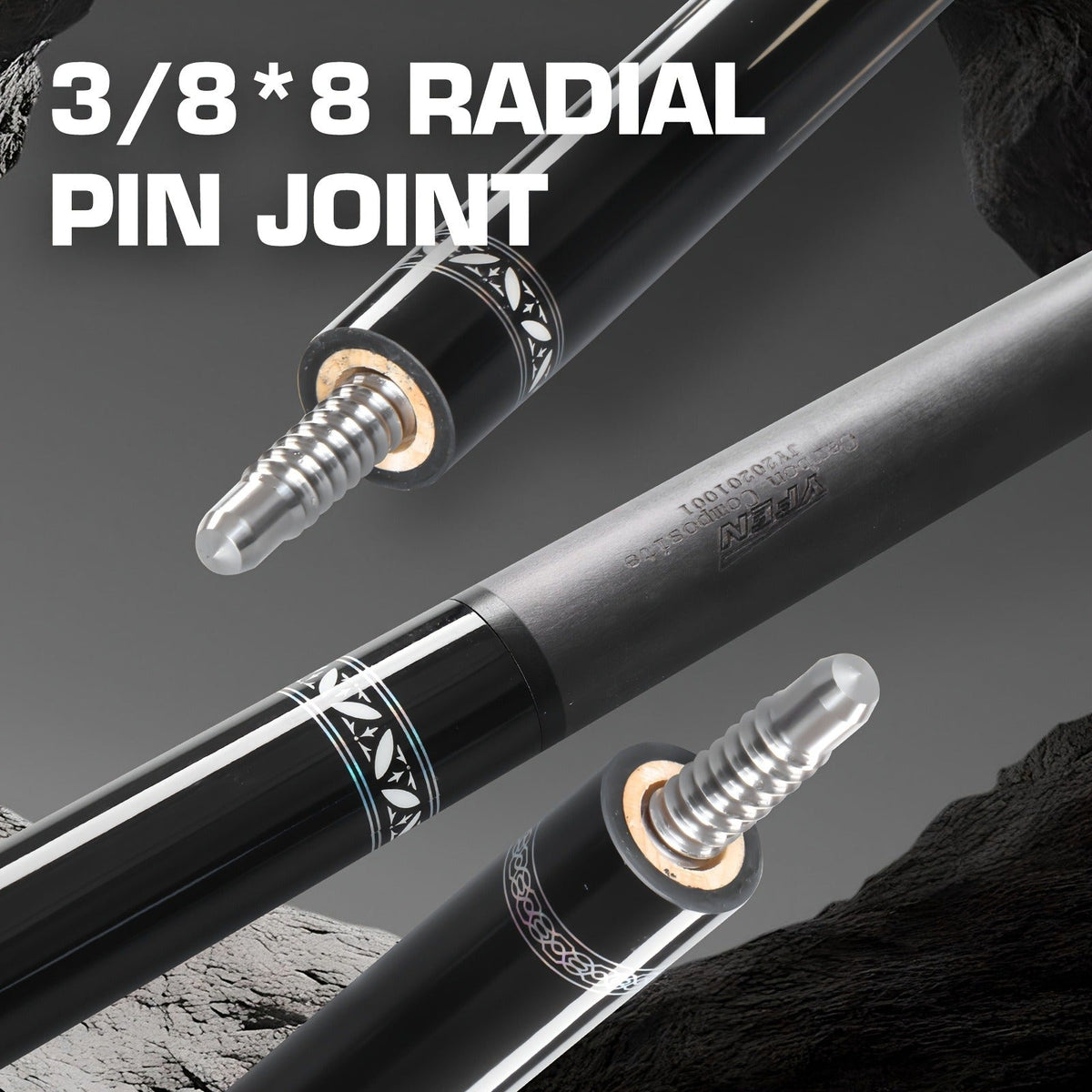 Carbon Fiber Pool Cue Stick Low Deflection Billiard Cue with 11.8mm 12.5mm Tip Pro-Taper Shaft Canadian Maple Butt Extension Compatible