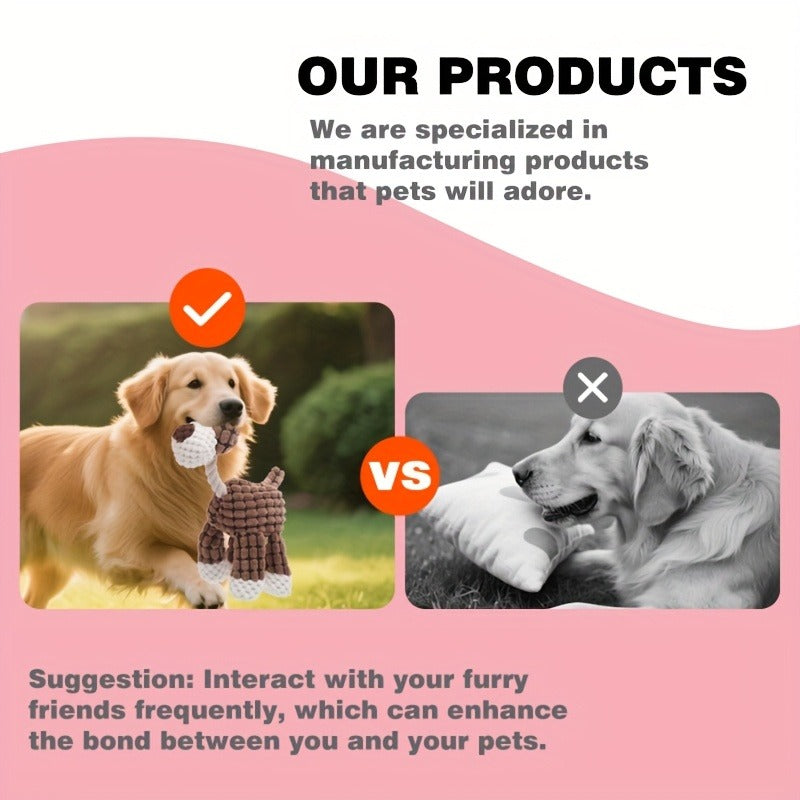 Teething Toys, Squeaky Dog Toys 6 Pack – Plush Stuffless Chew Toys for Small Medium Large Dogs, Durable Teething Toys for Aggressive