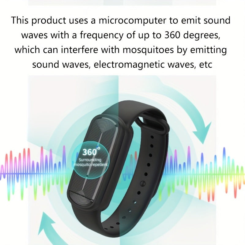 Mosquito Bracelet, Ultrasonic Soundwave Technology, USB Rechargeable, Wristband for Camping Outdoor Hiking Travel
