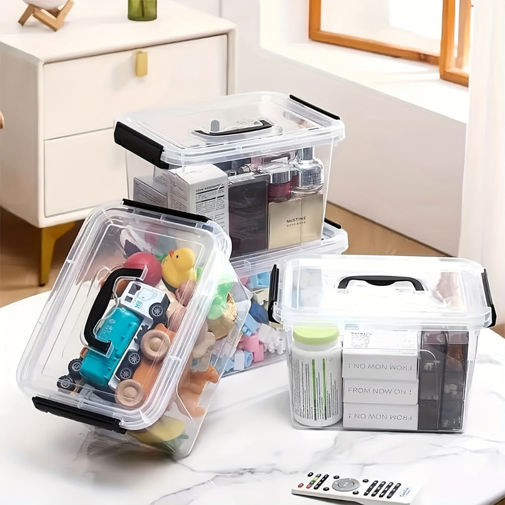 Stackable Clear Plastic Storage Bins with Lids, 6 Pack Large Clip-On Lid Containers for Home, Closet