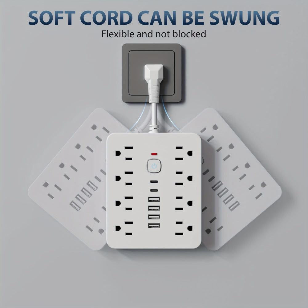 Power Strip with USB Ports, 14-in-1 with Individual Outlet Switches, 8 AC Outlets, 4 USB-A and 2 USB-C Ports