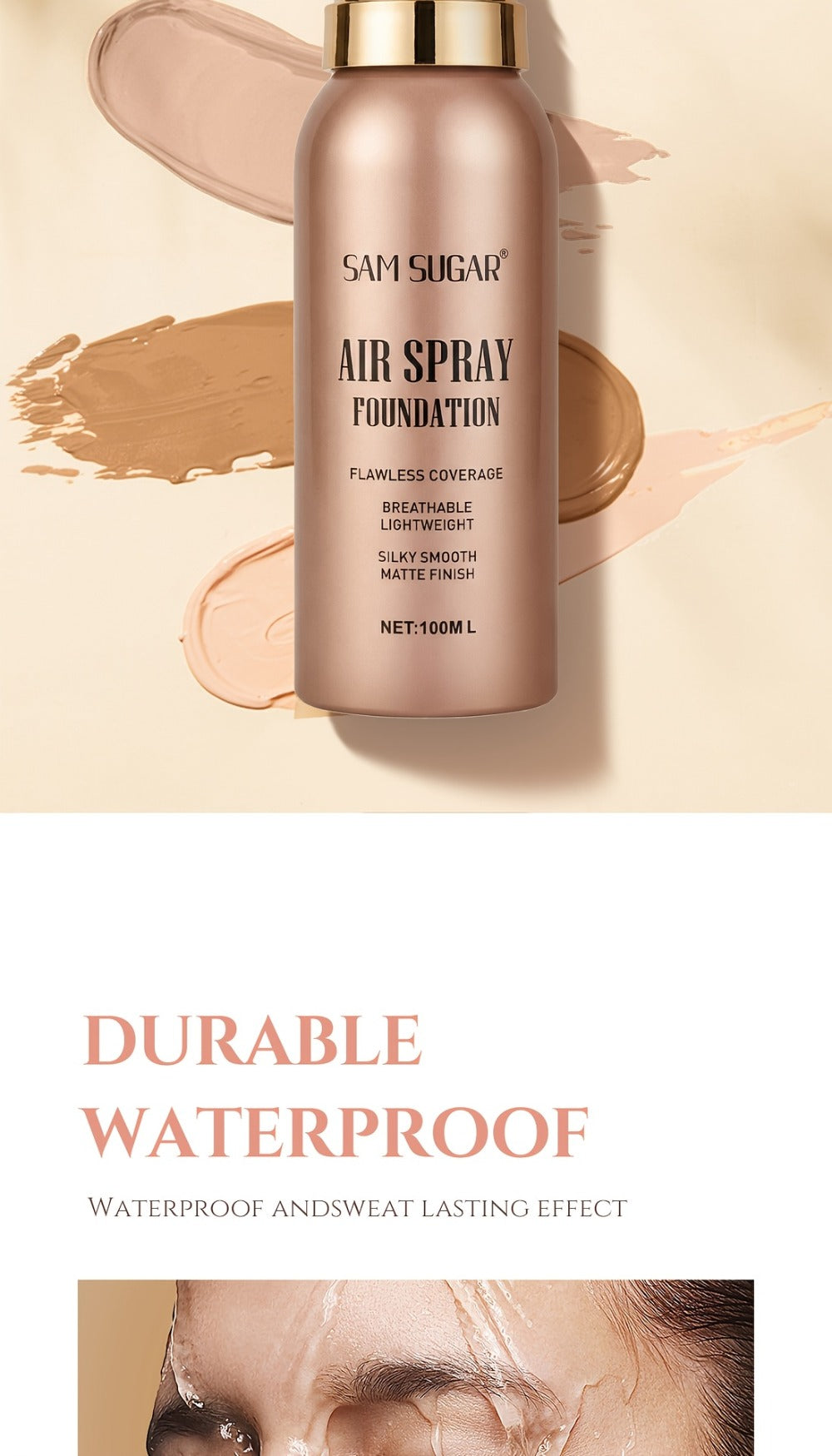 Waterproof Matte Foundation Spray Powder with Brush Set for Women – Sweat-Proof Long-Lasting Full Face Coverage Natural Finish Oil Control