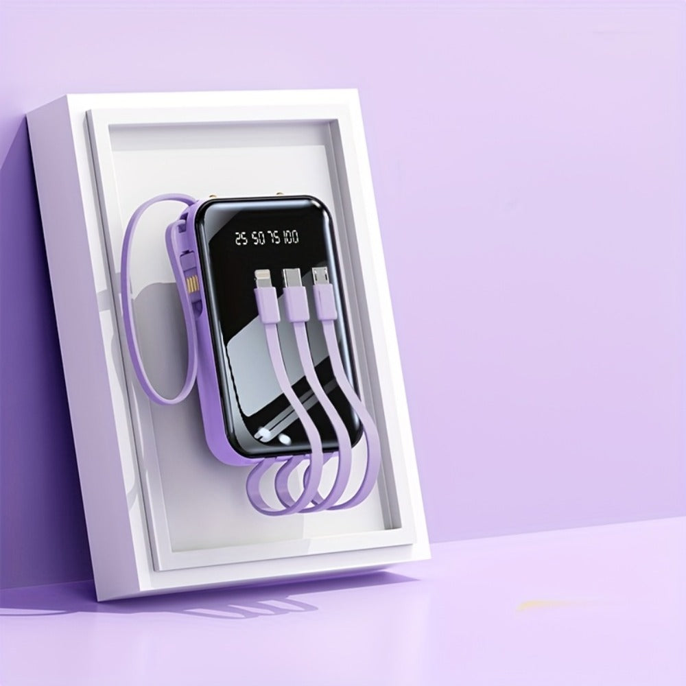 Power Bank 50000mAh 22.5W with Integrated Cable Array, Digital Display and LED Flashlight in Two Colors