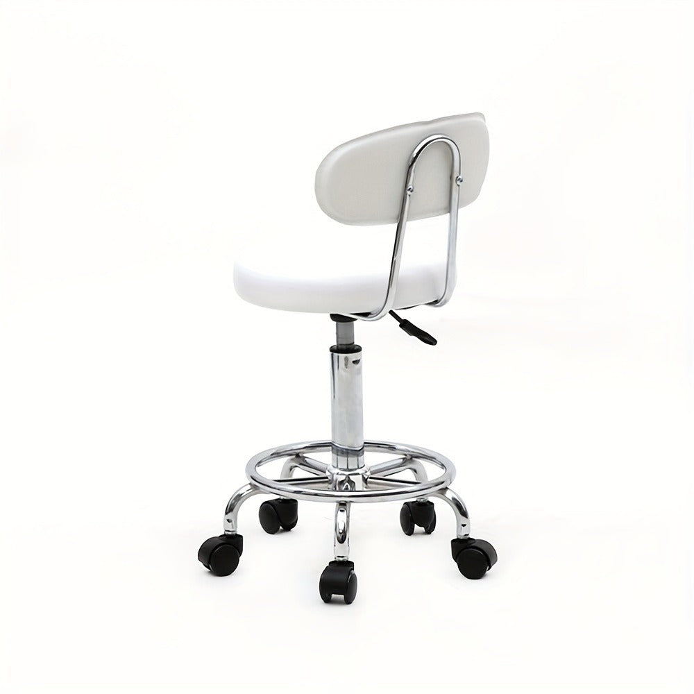 Adjustable Salon Stool with Back 360 Swivel PU Leather Cushioned Round Seat Chair for Salon Barber Spa Esthetician Home Office Vanity Makeup