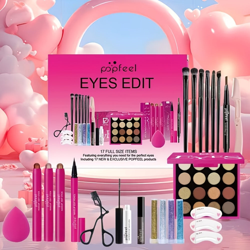 Makeup Kit Full Face All in One Eyeshadow Palette Blush Powder Foundation Mascara Brush Set, for Makeup, Travel and Everyday Vanity Use