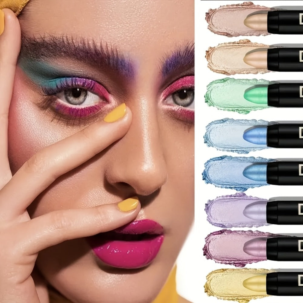 Eyeshadow Sticks and Gel Eyeliner Set 8 or 16PCS Shimmer Highly Pigmented Waterproof, for Makeup, Travel and Everyday Vanity Use