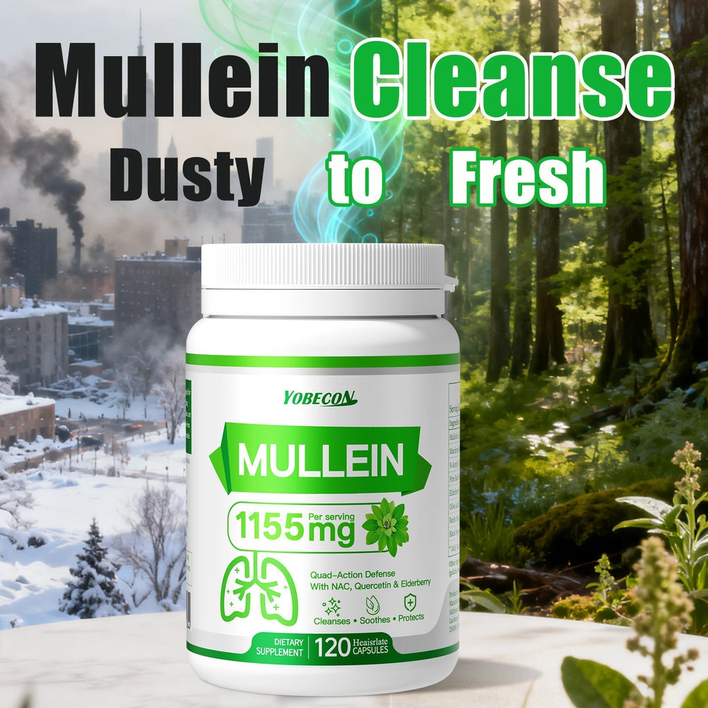 Mullein Lung Cleanse Capsules with NAC 45000mg – Mucus Removal, Dry Cough Relief & Respiratory Support Supplement for Women & Men