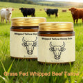 Body Cream Two-Pack 120g Whipped Tallow Honey Balm Jars with Gold Lids for Face Hands and External Body Use