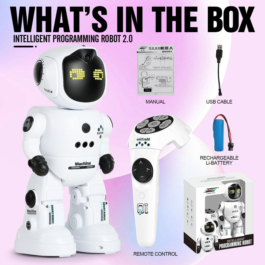 Gesture Control RC Robot Toy for Kids, Voice Recording, Programming, EMO LED Infrared Intelligent Interactive Robot